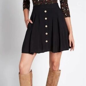 ModCloth Black Button-Up Skater Skirt